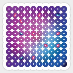 Abstract futuristic circles in blue, pink and fuchcia Sticker